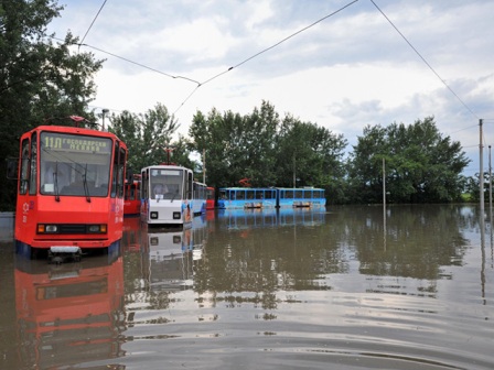 trams flooded